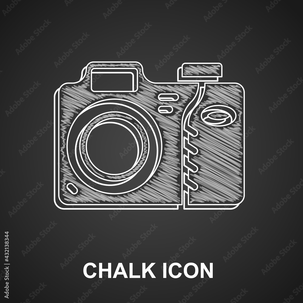 Chalk Photo camera icon isolated on black background. Foto camera icon.  Vector Stock Vector | Adobe Stock