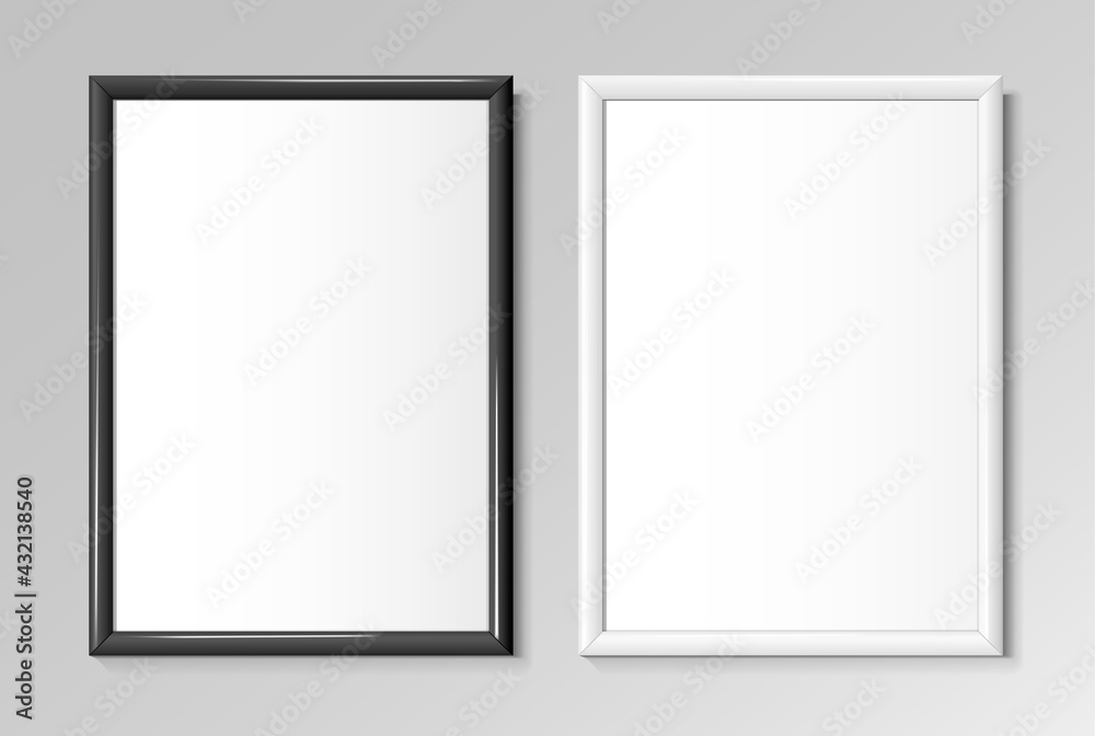 Realistic black and white frames for paintings or photographs.