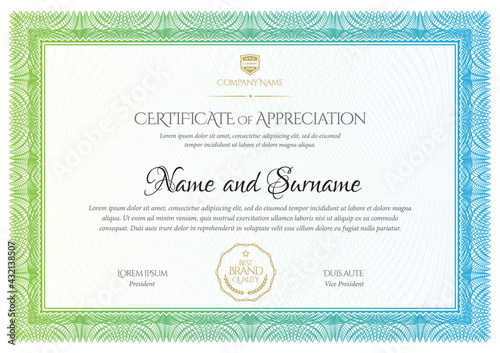 Certificate template. Diploma of modern design or gift certificate.