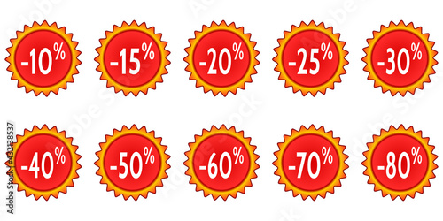 Soldes Ensemble de 10 Boutons Étoiles 23 branches Rouge Orange Jaune