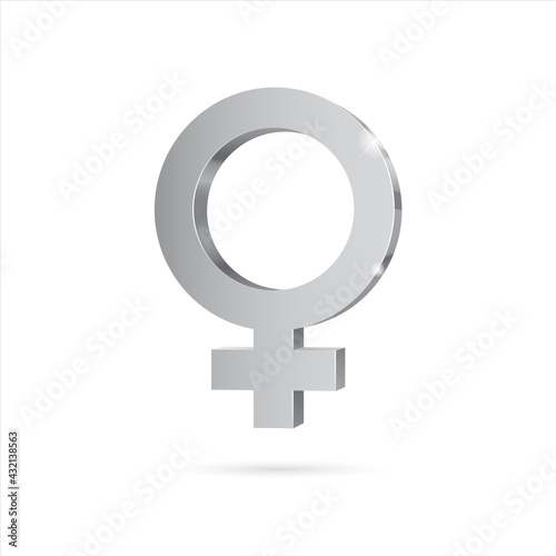 Female gender symbol Venus. silver 3d symbol.