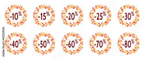 Soldes Ensemble de 10 Boutons Abstrait Rouge Orange Jaune