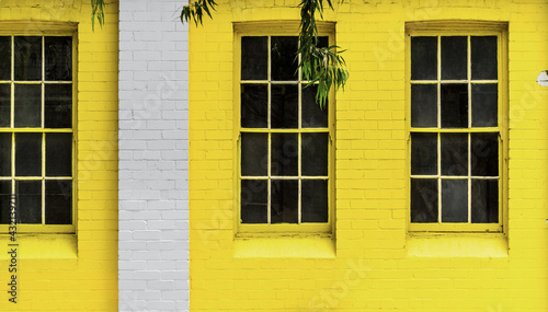 Yellow and Grey Brick Wall.