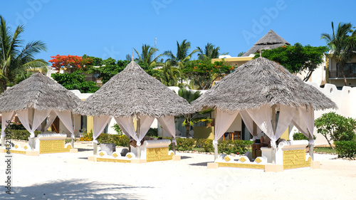 Cabana on the beach. Luxury life. Sunny holidays on Zanzibar coast. © alju