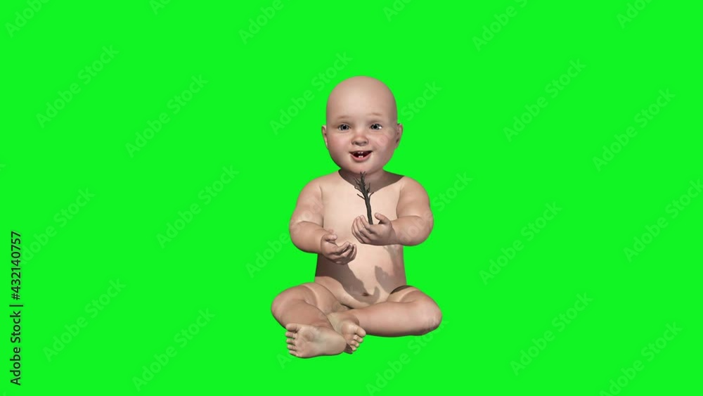 Beautiful Baby Holding Timelapse Growing Tree, Green Screen Chromakey Beautiful Baby Holding Timelapse Growing Tree, Green Screen Chromakey