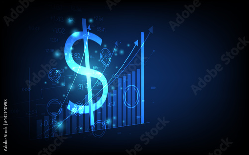 technology business background, graph financial with social network diagram concept, futuristic digital innovation background vector illustration