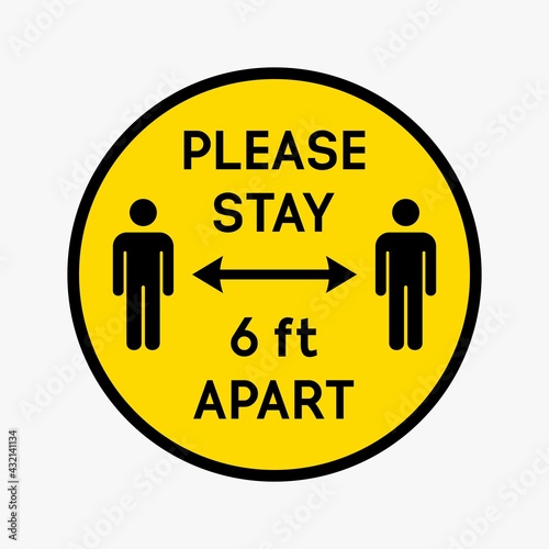 Please stay 6 feet apart,social distancing circle warning icon,vector,Preventing covid-19 coronavirus.
