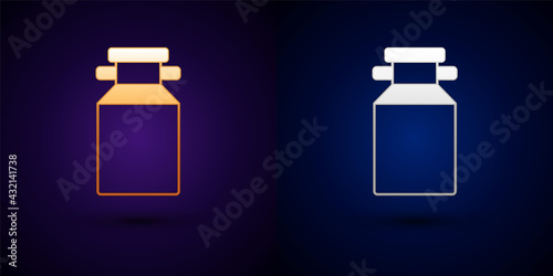 Gold and silver Can container for milk icon isolated on black background. Vector