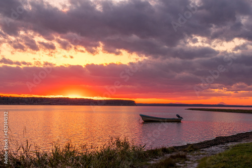 sunset lake in the eastern hokkaido
