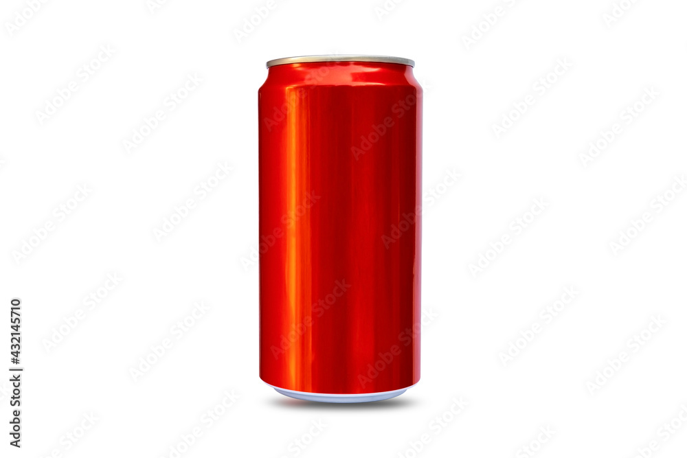 Red metal cans for beer, alcohol, juice, energy drinks and soda, aluminum metal isolated on white background with the clipping path. Red metal cans for beer, alcohol, juice, energy drinks and soda, aluminum metal isolated on white background with the clipping path.