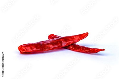 Dried red chilies or red chili peppers isolated on white background.