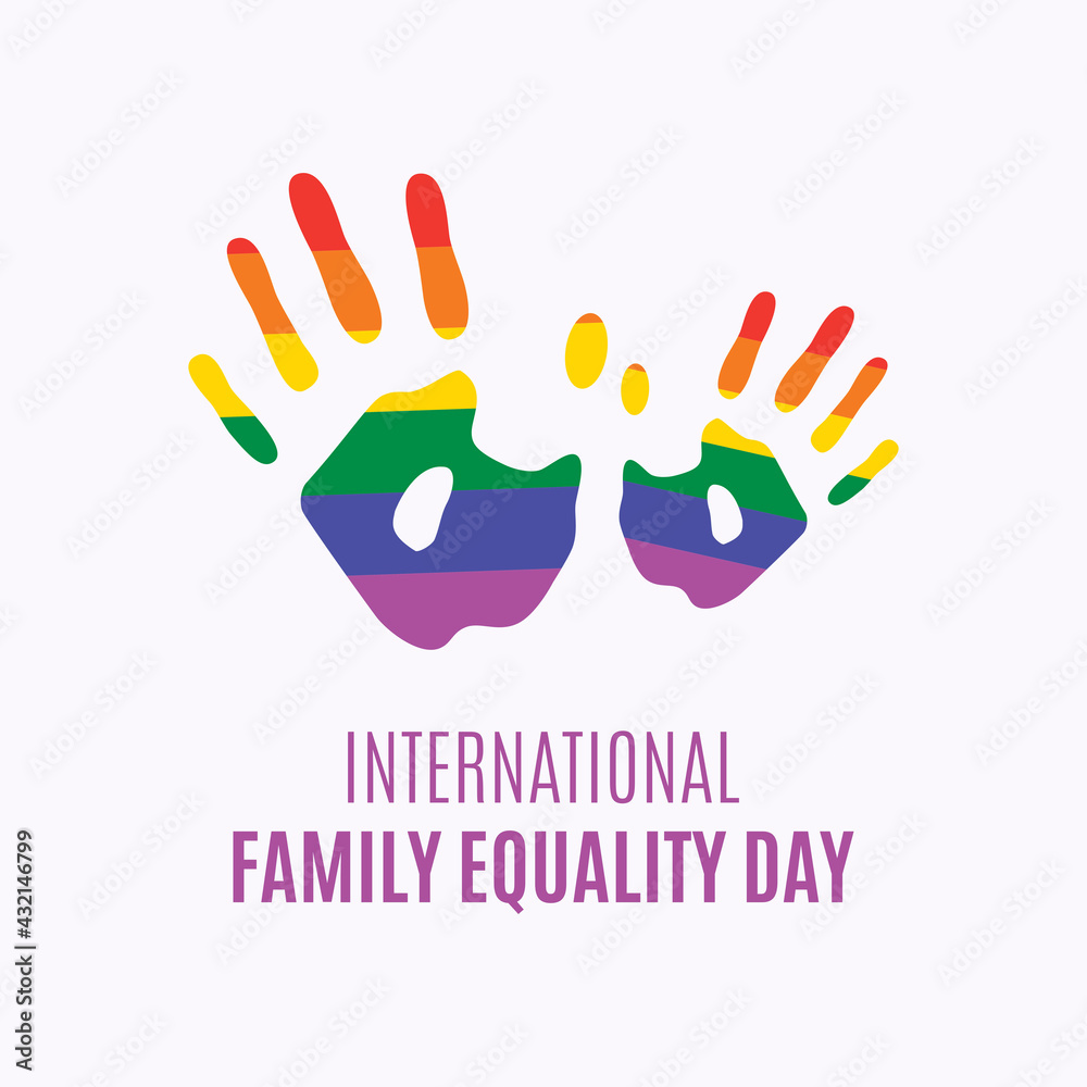 International Family Equality Day vector. Rainbow handprint icon vector