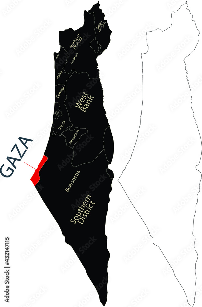 Israel map on white background vector, Israel Map Outline Shape Vector