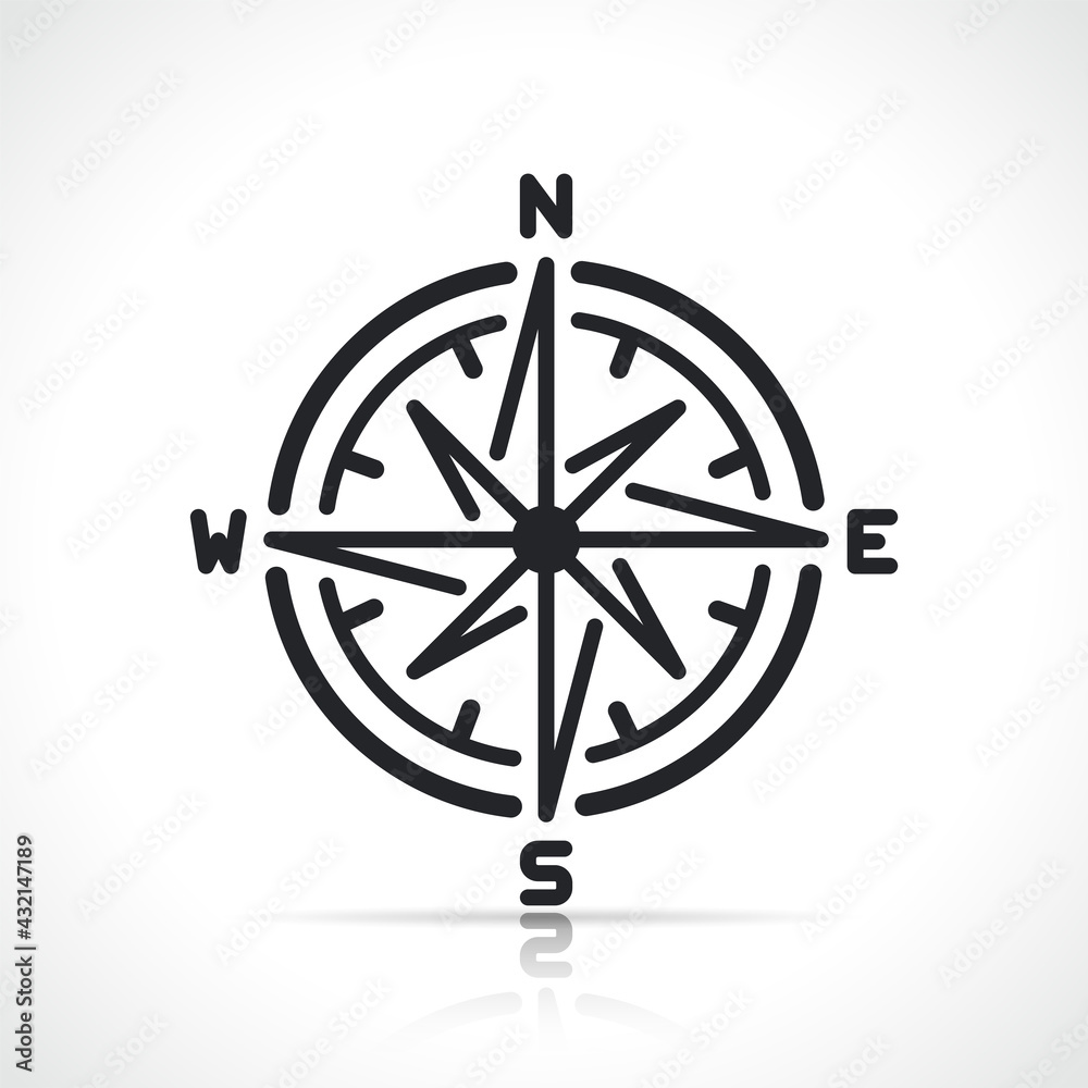 compass rose line sign icon