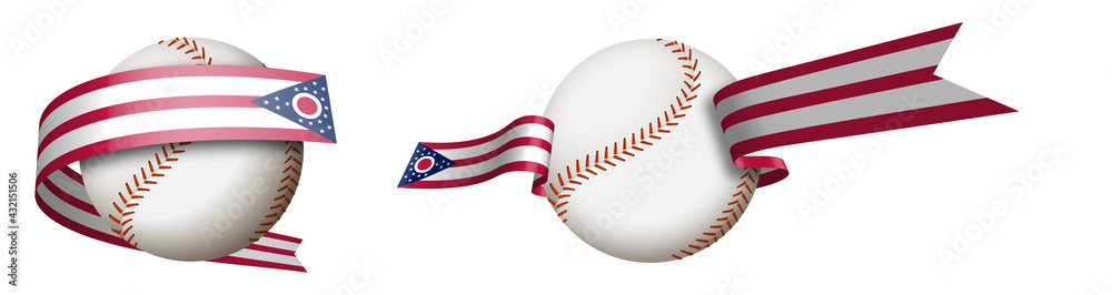 baseball sport ball in ribbons with colors of american state of Ohio.  Design element for sport competitions. American national sport. Isolated  vector on white background Stock Vector | Adobe Stock