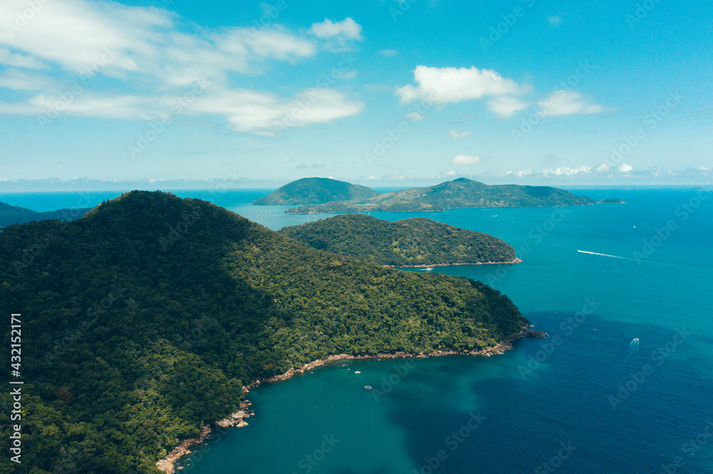 view of the sea and mountains Ubatuba Brazil coastline islands