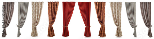 A beautiful curtain with a catch. Isolated white background.