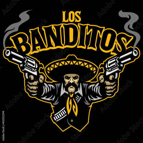 mexican man aiming two guns