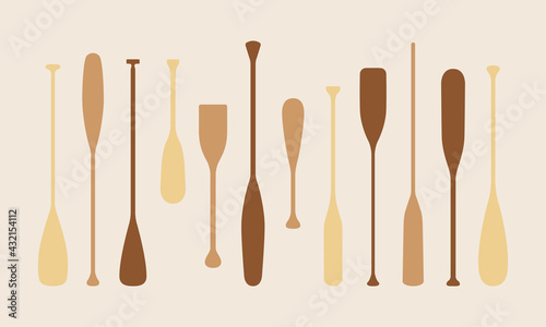 Vintage Canoe Paddle Set. Vector elements for web or print.