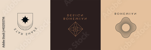 Vector set of design elements and shapes for abstract backgrounds and modern art - logo design templates, frames, photo overlays and stars
