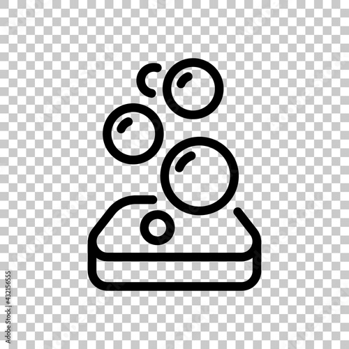 Soap for hands, personal sanitizer. Black editable linear symbol on transparent background