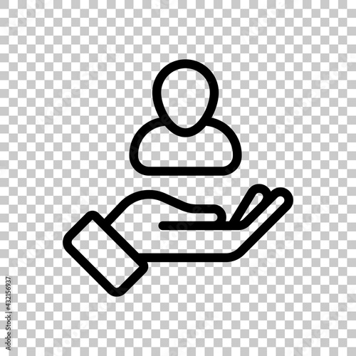 Customer retention, patient assistance, focus on service, business icon. Black editable linear symbol on transparent background
