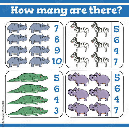 Tableau sur toile How many are there Counting Game for Preschool Children