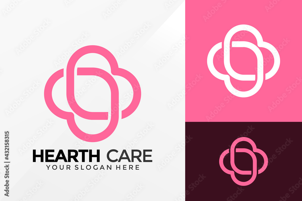 Fototapeta premium Hearth Care Logo Design, Brand Identity logos vector, modern logo, Logo Designs Vector Illustration Template