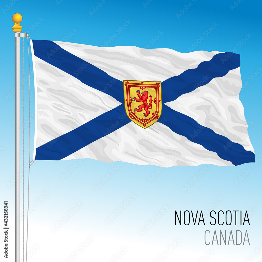 Nova Scotia territorial and regional flag, Canada, north american country, vector illustration