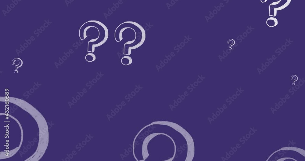 Animation of hand drawn question marks moving on purple background Animation of hand drawn question marks moving on purple background