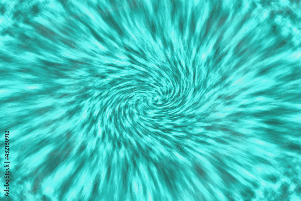 Fototapeta premium Abstract tie-dye blend of green glowing coloured images focused in a central background.