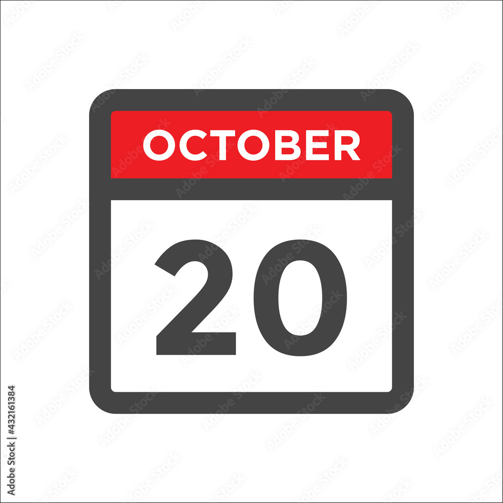 October 20 calendar icon with day of month October 20 calendar icon with day of month