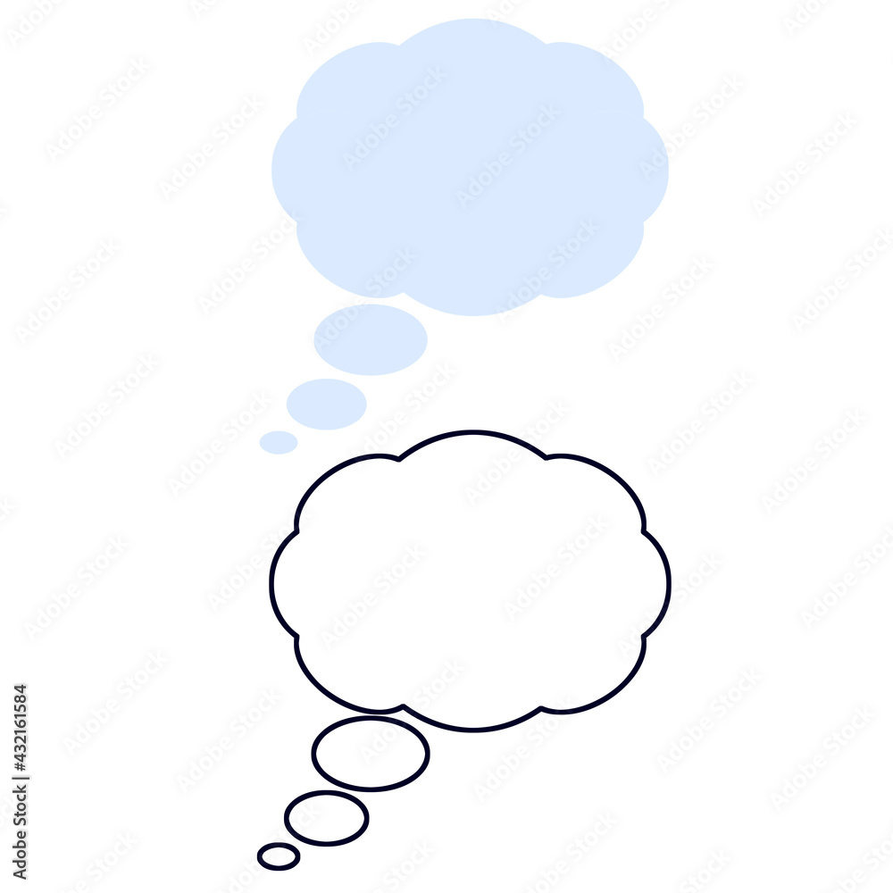 Bubble cloud thinking. Set of Comic book icon of conversation and thoughts. Blue flat cartoon illustration Bubble cloud thinking. Set of Comic book icon of conversation and thoughts. Blue flat cartoon illustration
