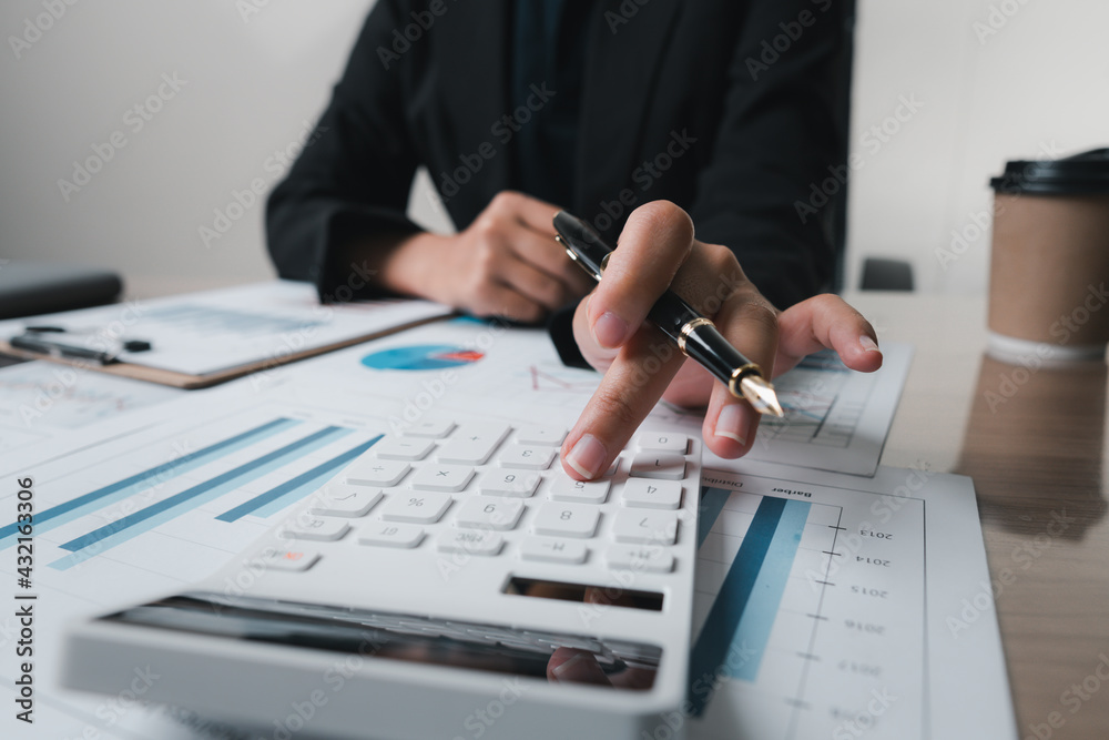 bookkeeper or financial inspector hands making report, calculating or checking balance. Home finances, investment, economy, saving money or insurance concept bookkeeper or financial inspector hands making report, calculating or checking balance. Home finances, investment, economy, saving money or insurance concept