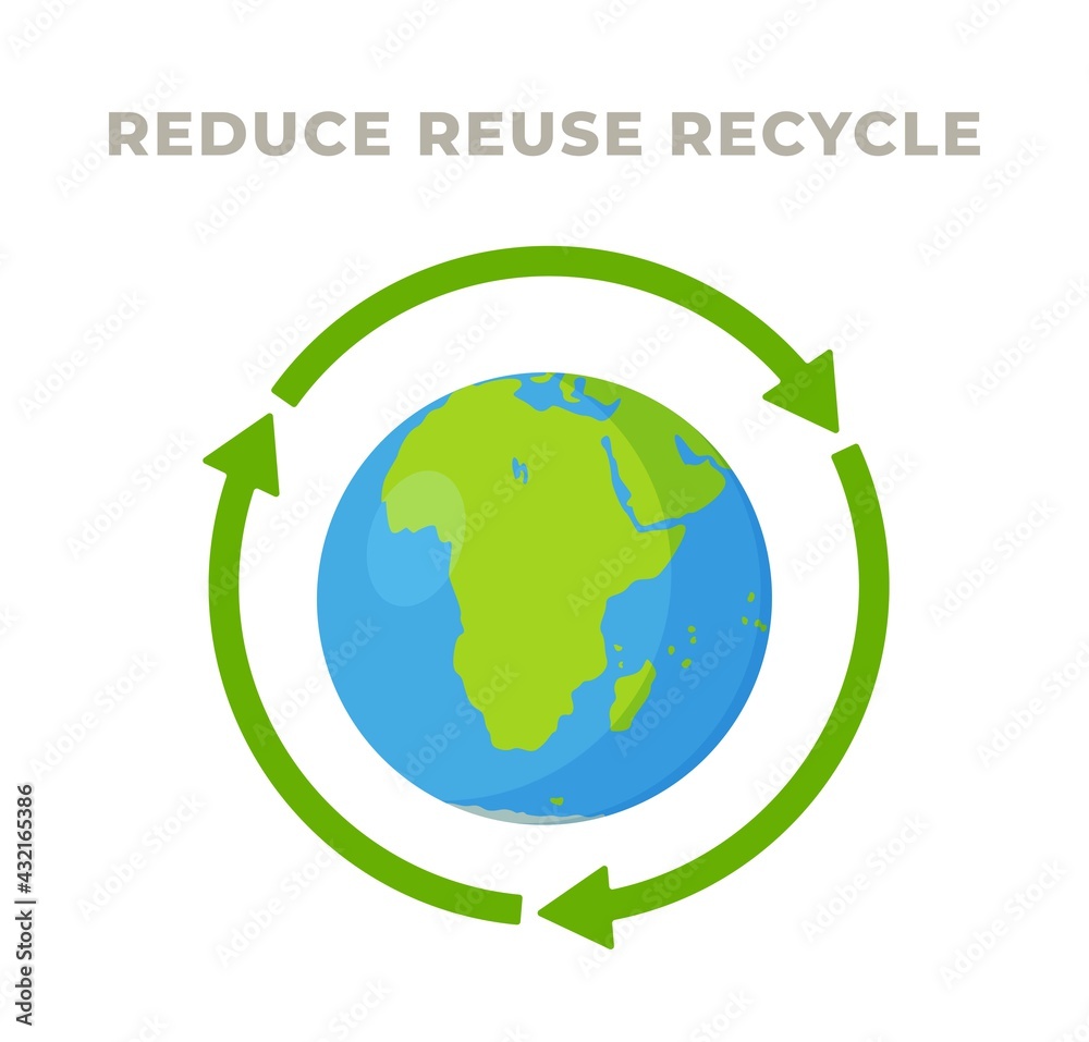 Vector illustration of planet recycling. Green Earth globe design. Environment, ecology, conservation concept. Isolated globe on white background. Vector illustration of planet recycling. Green Earth globe design. Environment, ecology, conservation concept. Isolated globe on white background.