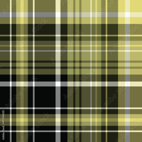 Seamless pattern in black, white and discreet green colors for plaid, fabric, textile, clothes, tablecloth and other things. Vector image.