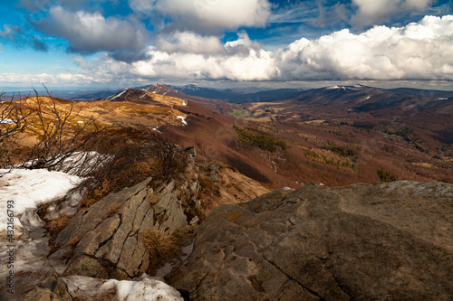 Fototapeta Naklejka Na Ścianę i Meble -  The early spring landscape, Bieszczady Mountains, Poland