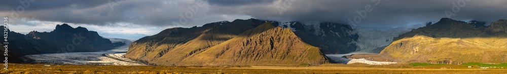 glaciers in the mountains along Route 1 Iceland