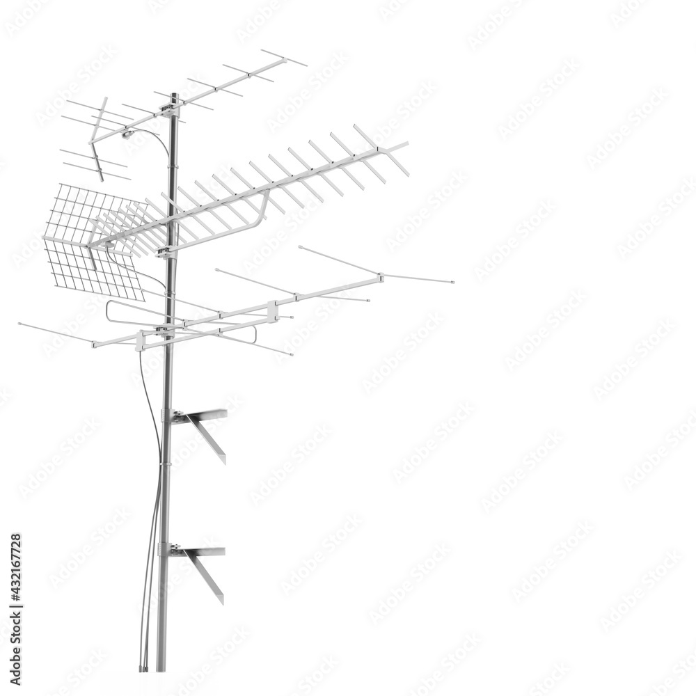 Antenna TV on white background. 3d illustration Antenna TV on white background. 3d illustration