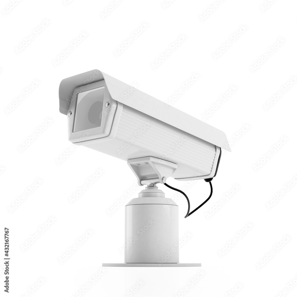 Security Camera CCTV. Surveillance cam on white background. 3d rendering Security Camera CCTV. Surveillance cam on white background. 3d rendering