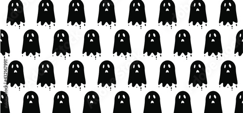 Ghost for happy halloween party. Flat vectorg ghosts sign. Funny cartoon spooky Horror seamless pattern. Zombie, spook 31 october fest. Boo. photo