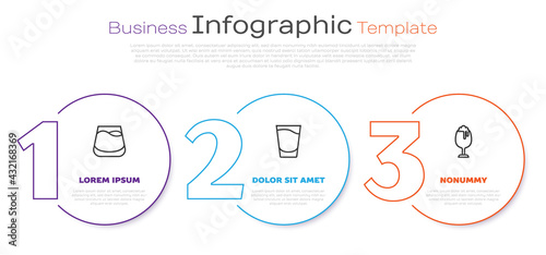Set line Glass of whiskey, Shot glass and beer. Business infographic template. Vector