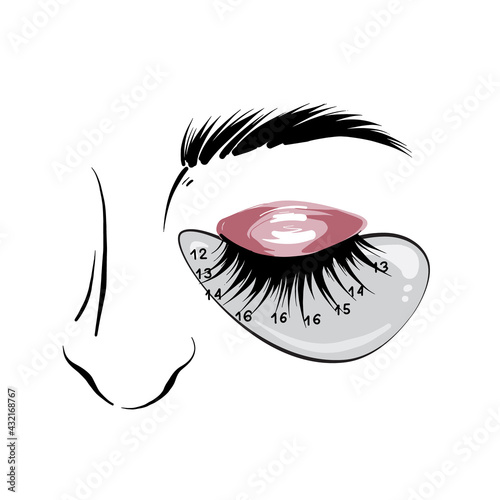 Eyelash mapping, eyebrows microblading Beauty salon treatment.  Professional beauty branding social media icons set. Custom drawing , eyebrow CT in vector