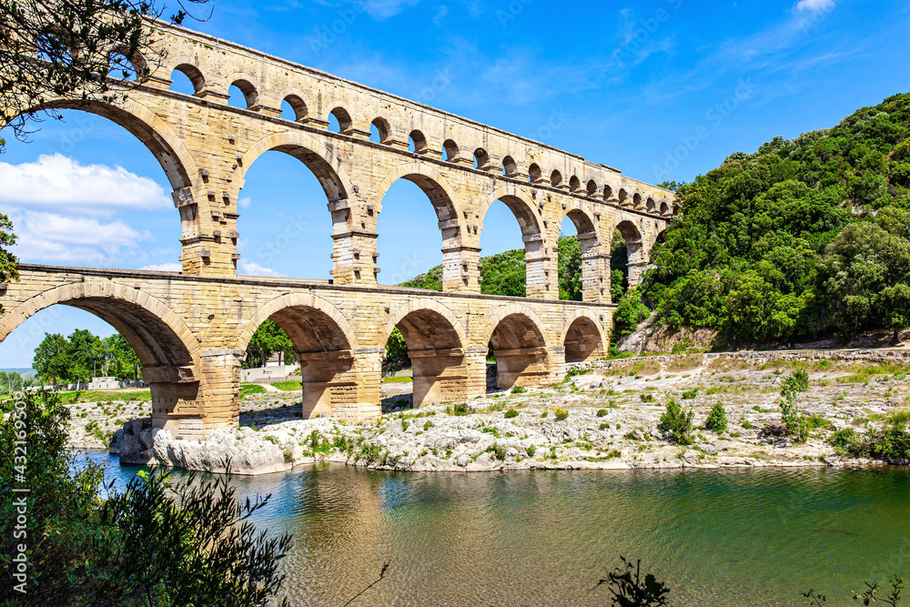 Fototapeta premium The Pont du Gard is a three-tiered arcade