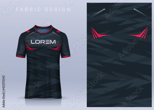 Fabric textile design for Sport t-shirt, Soccer jersey mockup for football club. uniform front view.