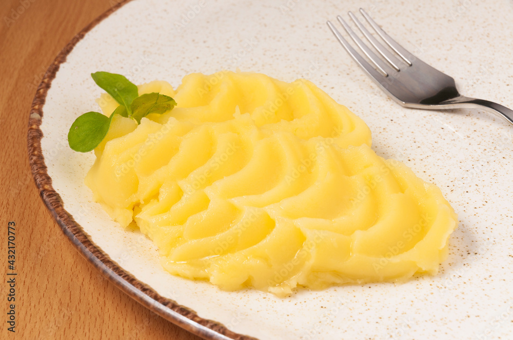 delicious mashed potatoes with butter. close up delicious mashed potatoes with butter. close up