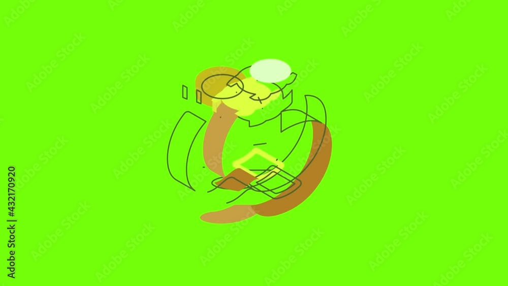 Man watch icon animation cartoon object on green screen background Man watch icon animation cartoon object on green screen background