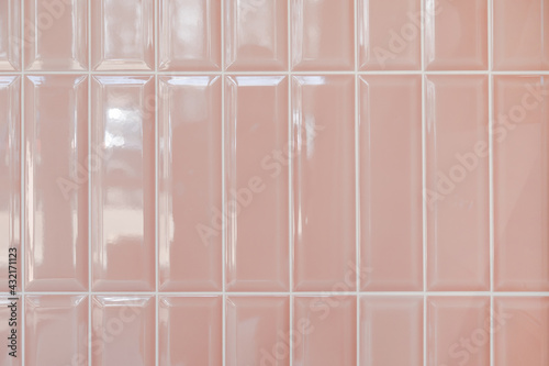 Obraz na płótnie Pink glossy upright rectangular ceramic tile, background, texture w salonie