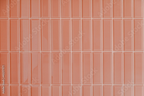 Obraz na płótnie Pink glossy upright rectangular ceramic tile, background, texture w salonie