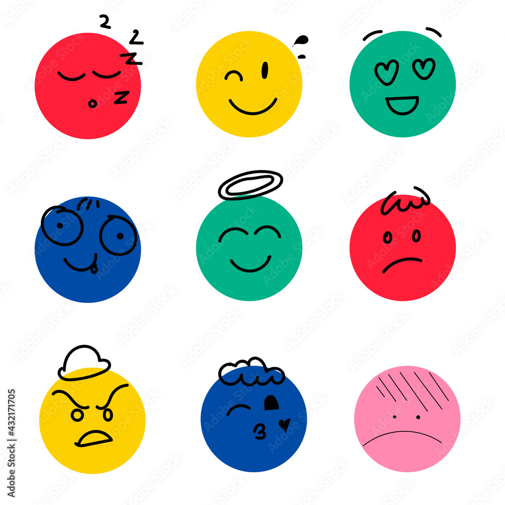emoticons different emotions and colors emoticons different emotions and colors